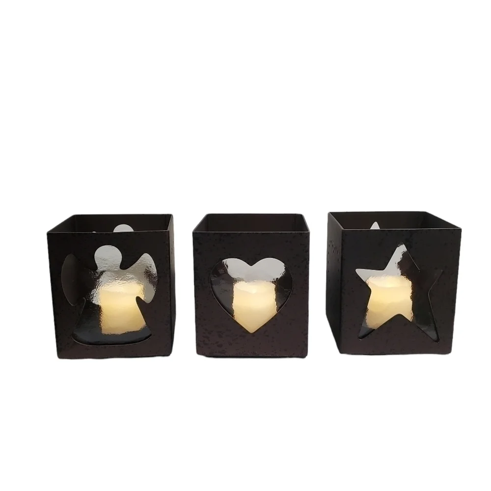 NIB Retired Partylite Celestial Lights Tealight Trio Metal glass candle holders - Picture 5 of 14
